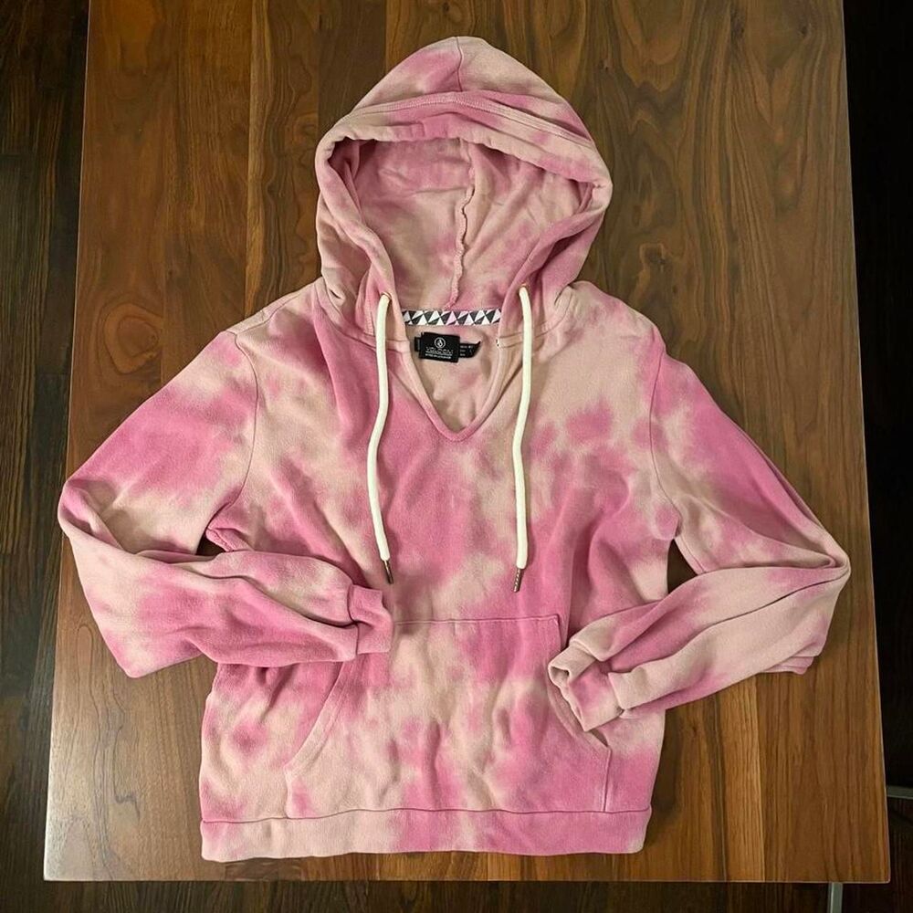 Volcom Tie Dye Lightweight Hoodie Pullover Coverup Soft Pink XS